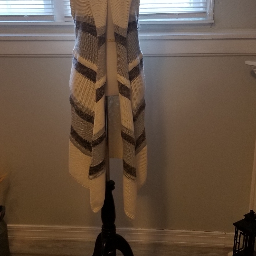 Ivory, Brown and Silver long vest
